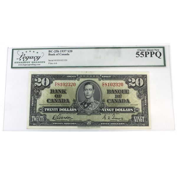 BC-25b 1937 $20 Legacy AU55 PPQ Gordon-Towers SN: E/E8102320