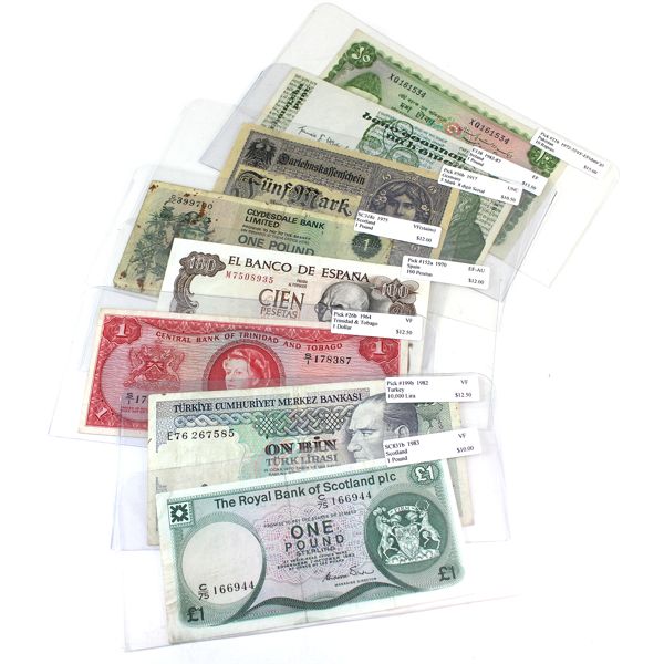Group Lot of World Mixed Denomination Banknotes. Sold as is, please see images for variety. 8pcs.