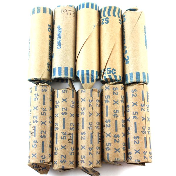 5-cent 1964-1981 Circulated Rolls of 40pcs. 10 Rolls