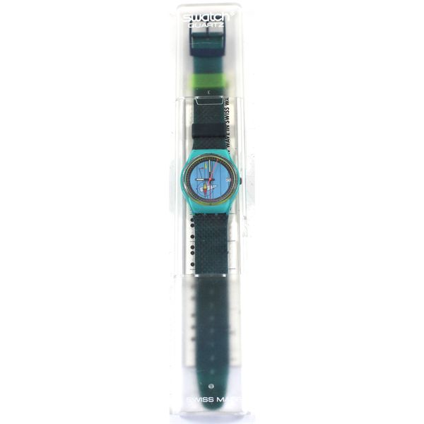 RARE Vintage 1987 Swatch Gent GL400 USED 'Pago Pago' Style Wristwatch in Original Case with Papers