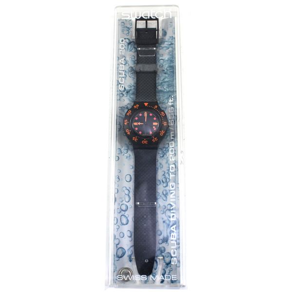 Vintage 1990 Swatch Scuba 200 SDB100 'Barrier Reef' Style Wristwatch in Original Case with Papers