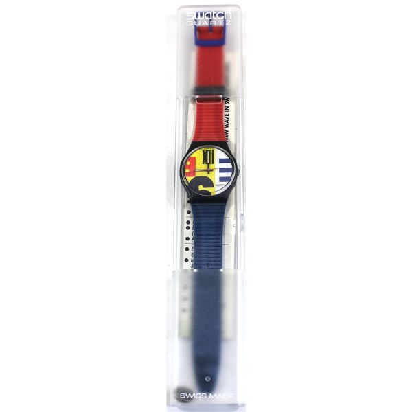 Vintage 1987 Swatch Gent GB117 NEW 'Nine to Six' Style Wristwatch in Original Case with Papers