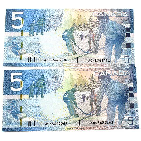RADAR BC-67a 2006 $5 Jenkins-Dodge Matching Prefix 'AON' SN: AON8546458 & AON8629268. 2pcs.