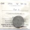 Image 1 : 5-cent 1926 Far 6 ICCS VF30 