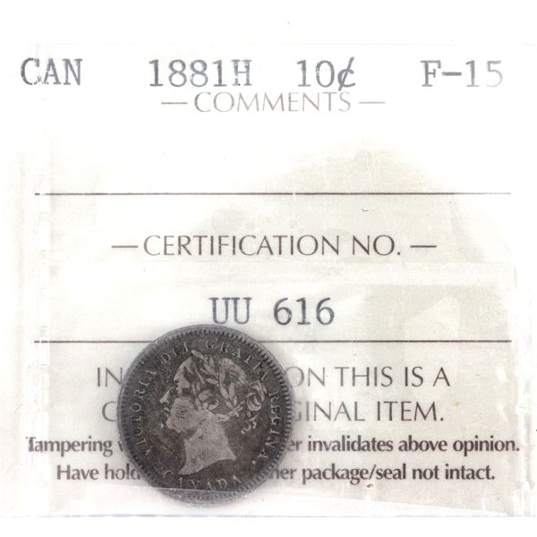 10-cent 1881H ICCS F15