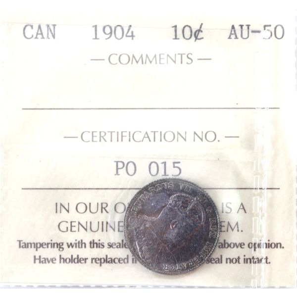 10-cent 1904 ICCS AU50