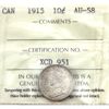 Image 1 : 10-cent 1915 ICCS AU58