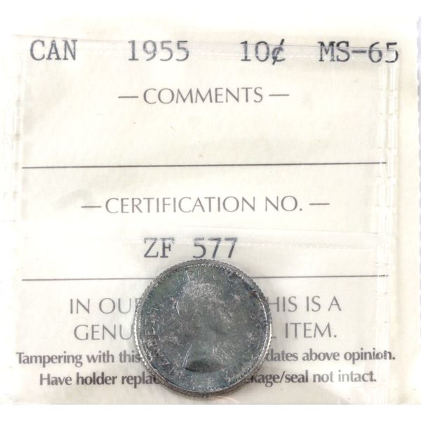 10-cent 1955 ICCS MS65 