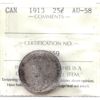 Image 1 : 25-cent 1913 ICCS AU58
