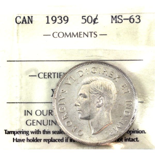 50-cent 1939 ICCS MS63