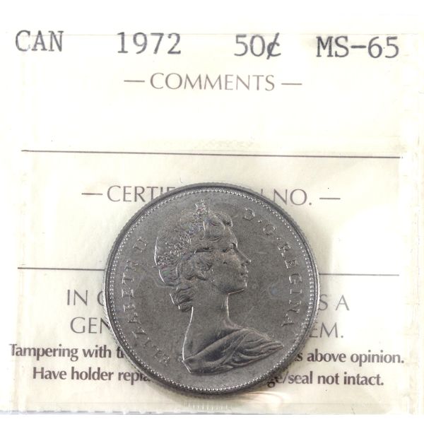 50-cent 1972 ICCS MS65 