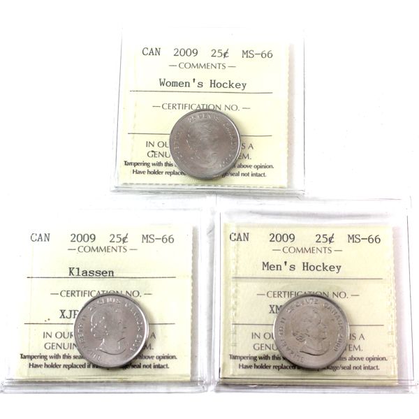 25-cent 2009 Women's Hockey, Klassen & Men's Hockey, ICCS MS66