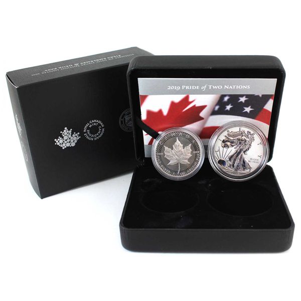 USA/Canada 2019 Pride of Two Nations Limited Edition 2-coin Fine Silver Set. (TAX Exempt)