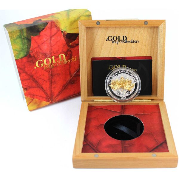 Samoa 2014 $10 Gold Leaf Collection - Maple Leaves 1oz .999 Fine Silver Coin with Gilded 3D Leaves