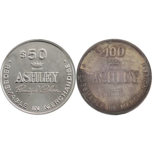 William Ashley 'Beautiful China' $50 & $100 Redeemable in Merchandise Tokens. 2pcs (Tax Exempt)
