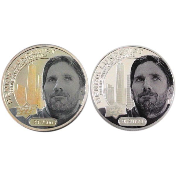Cook Islands 2016-17 $5 Upper Deck Grandeur - Henrik Lundqvist 1oz Fine Silver Coins. 2pcs 