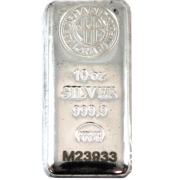 10oz Nadir Metal Rafineri .999 Fine Silver Bar with COA. (Tax Exempt)