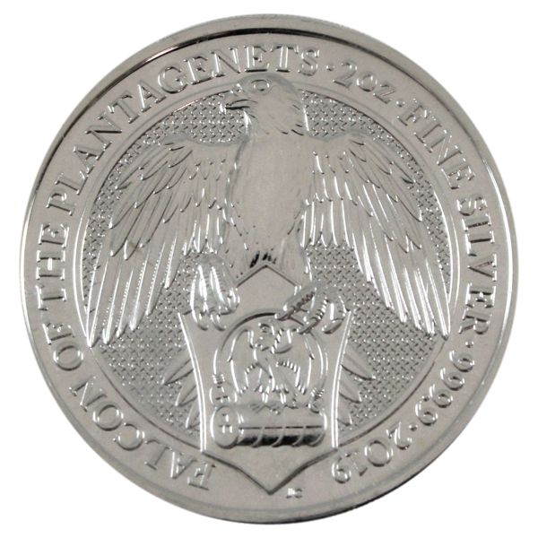 2oz Great Britain 2019 £5 Queen's Beasts-Falcon of the Plantagenets .9999 Fine Silver (Tax Exempt)
