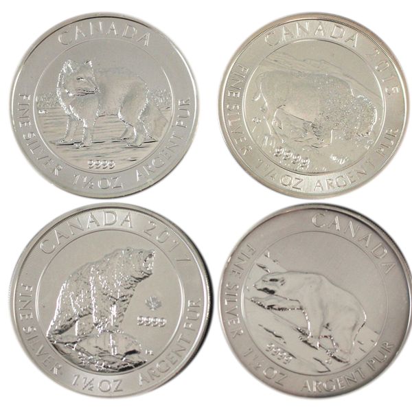 5.75oz Total Lot! 2013-2017 $8 .9999 Fine Silver. 4pcs. (Tax Exempt)