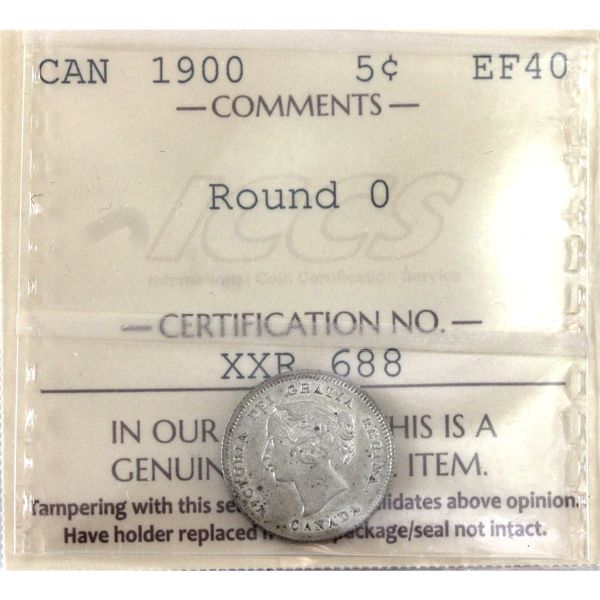 5-cent 1900 Wide Round 0 ICCS  EF40