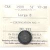 Image 3 : 5-cent 1908 Large 8 ICCS VF30