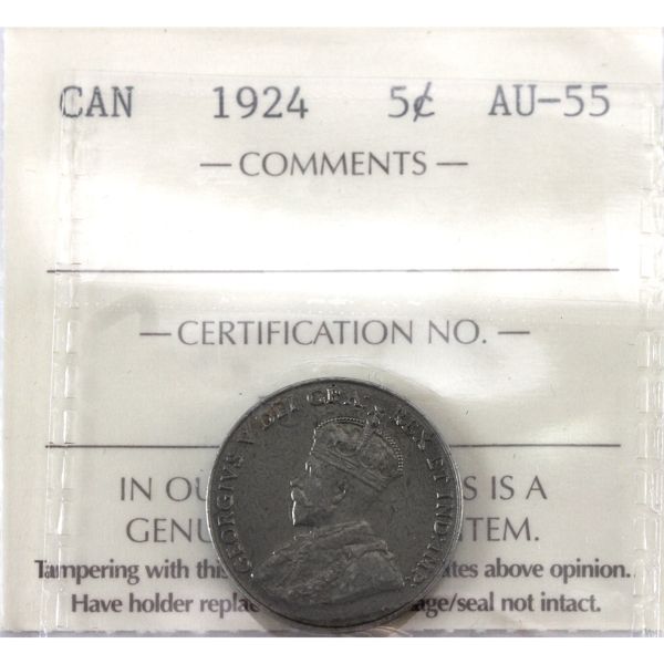 5-cent 1924 ICCS AU55
