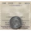 Image 1 : 5-cent 1939 ICCS MS64