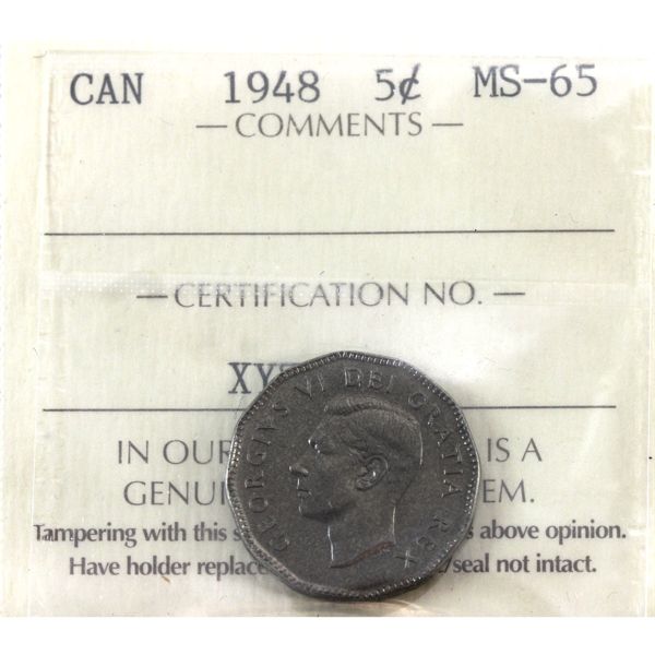 5-cent 1948 ICCS MS65