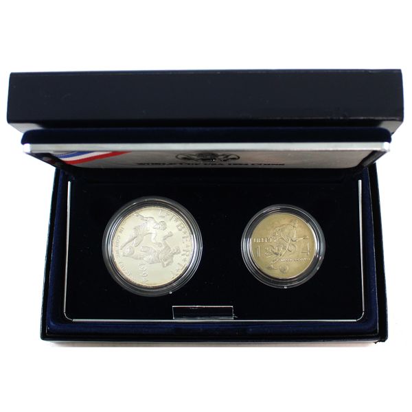 USA 1994 World Cup Commemorative Proof Silver Dollar & Clad Half Dollar Coin Set