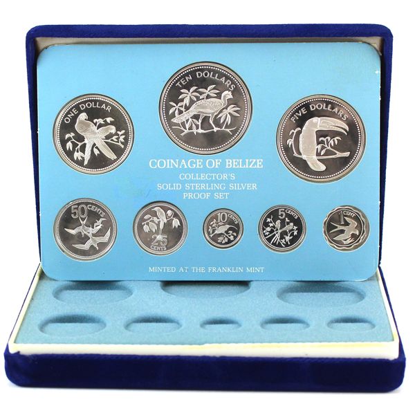 Belize 1976 Collector's Sterling Silver 8-Coin Proof Set Minted by the Franklin Mint w/ COA