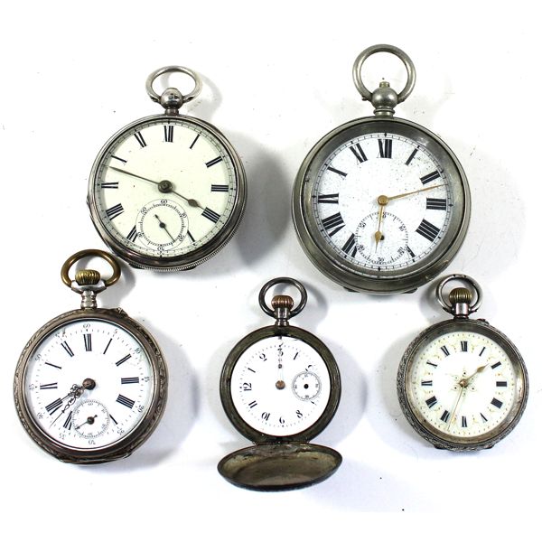 Five (5) Swiss & English Pocket Watches