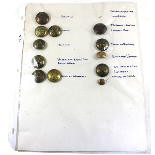 50x Canada Assorted Military Buttons. Includes: RCAF, Air Force-Ladies Blouse, CNR, & More!! 50pcs.