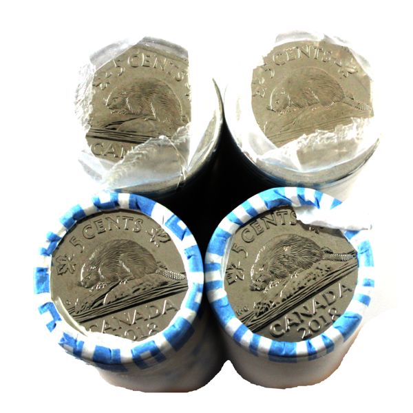 *5-cent 2016 & 2018 Original roll of 40pcs. You will receive 2 of each date. 4 Rolls