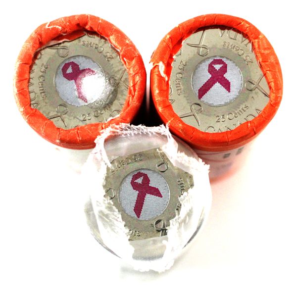 *3x 25-cent 2006-P Pink Ribbon Original Rolls. 3 Rolls 