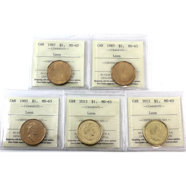 Loon $1 2x 1987, 1995, 2013 & 2015 ICCS MS65