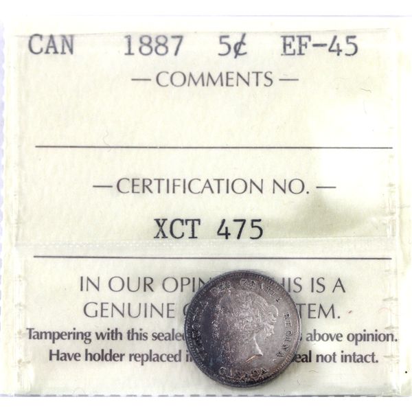 5-cent 1887 ICCS EF45
