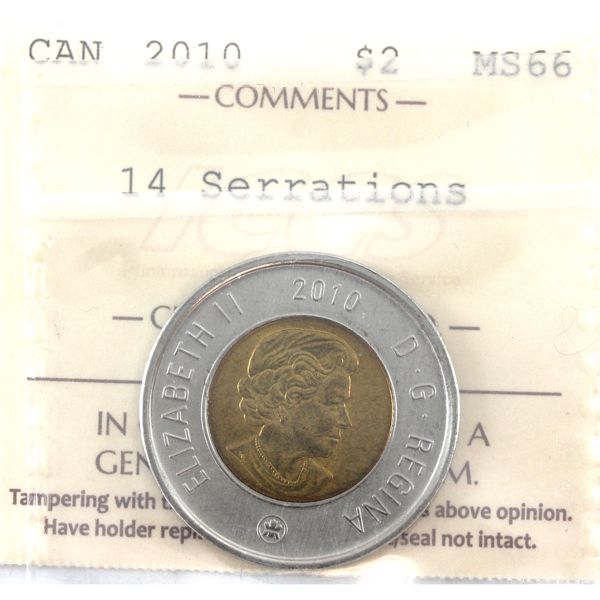 $2 2010 14 Serrations ICCS MS66