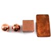Image 4 : Lot of 4x .999 Fine Copper Pieces - 2x (Approx. 4oz) Spheres, 10oz Bar & 1 Pound Cube. 4pcs