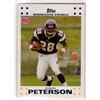 Image 1 : Adrian Peterson 2007 Topps Exclusive Rookies White Border Rookie Card #3