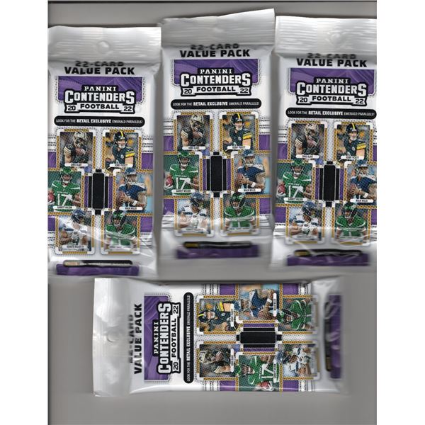 4 Count of 2022 Panini Contenders Football Value Packs - 4 Packs of 22 Cards each!! Look for Purdy R