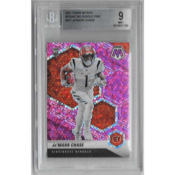 Very Rare - 2021 Panini Mosaic Mosaic No Huddle Pink Ja'Marr Chase 16/20 Card #307 Extremely Rare Ca