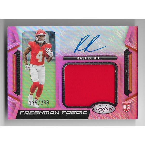 2023 Panini Certified Rashee Rice FRESHMAN FABRIC AUTOGRAPH Card #FFMS-25 Numbered Card #235/299