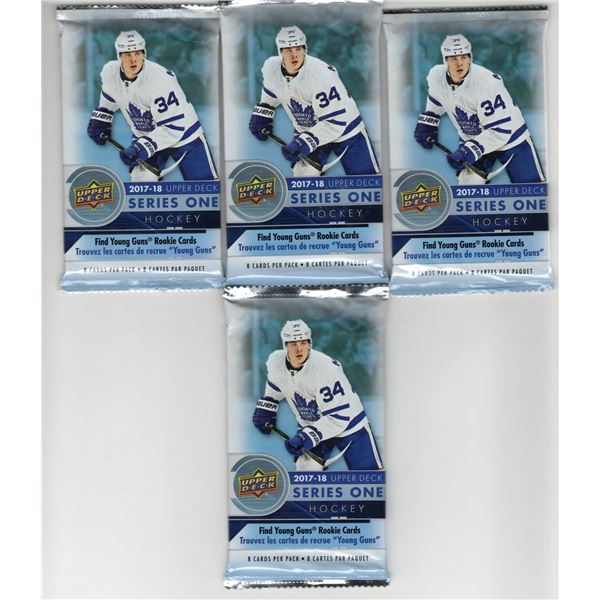 2017-2018 Upper Deck Series One Retail Packs - 32 Cards: 4 Packs of 8 Cards! Look for Young Guns Roo