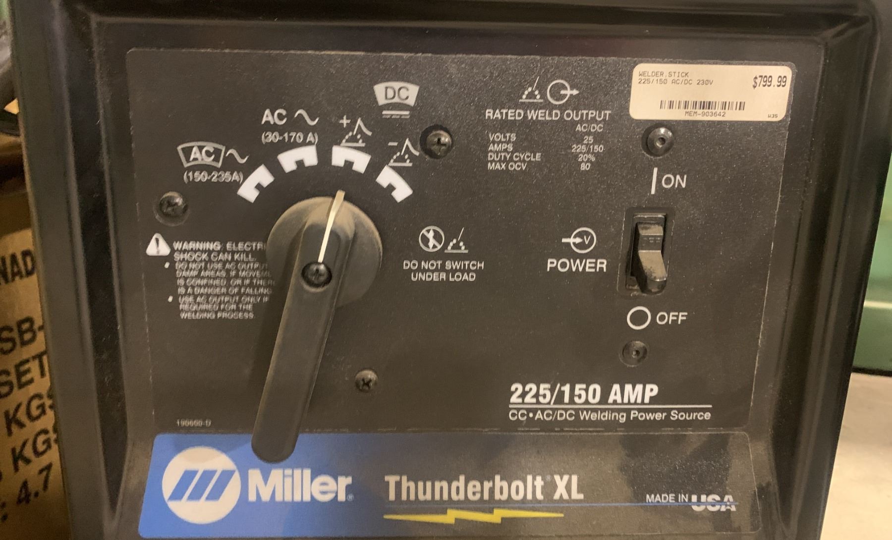 MILLER THUNDERBOLT XL INDUSTRIAL WELDER WITH HOSE - Able Auctions