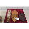 Image 1 : 3 Displays: (2) Wood Carvings - Center Item 8" x 18" & (1) Ceramic