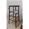 Image 2 : Camel Saddle Style Stool 17" x 20" x 28" & Wooden Stool 13" x 28" 