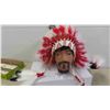 Image 2 : Native American Headdress V.F. Condition ; Red, Black + White Feathers with