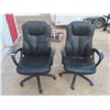 Image 1 : 2 Black High Back Swivel Chairs with Arms, Bond Leather, Adjustable Height