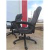 Image 2 : 2 Black High Back Swivel Chairs with Arms, Bond Leather, Adjustable Height