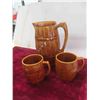 Image 2 : Sylvac Beer Jug + 2 Beer Mugs, Older Corn Design Jug, 1950s Federal Glass 36 oz 